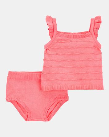 Baby Girl 2-Piece Sweater Knit Tank & Diaper Cover Set, 