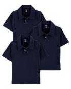 Kid 3-Pack Active Uniform Polo Shirts in Moisture Wicking BeCool&trade; Fabric - Navy, image 1 of 3 slides