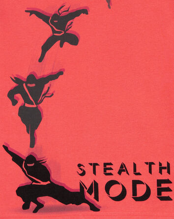 Boys Ninja Print Snug Fit Cotton 4-Piece Pajamas, 