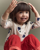 Toddler Girl Floral Long-Sleeve Relaxed Tee - Cream/Blue, image 6 of 7 slides