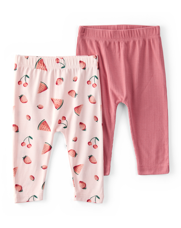 Baby Girl 2-Pack PurelySoft Pull-On Pants - Pink, 