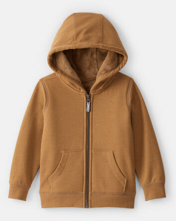 Toddler Boy Long-Sleeve Hooded Zip-Up Jacket - Brown, 
