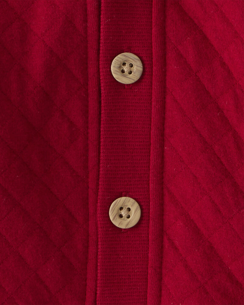 Baby Boy 3-Piece Quilted Cardigan Outfit Set - Red, image 2 of 4 slides