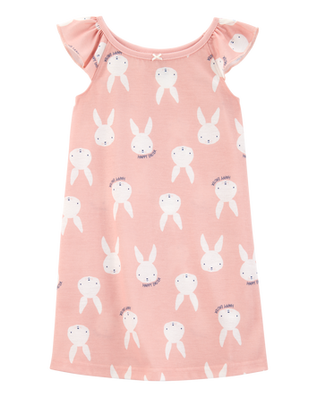 Girls Bunny Print Easter Nightgown - Pink, 