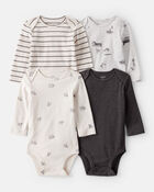 Baby Boy 4-Pack Sheep Print Long-Sleeve Multipack Bodysuits, image 1 of 6 slides