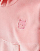 Baby Girl Bear Velour Hoodie & Pant Set - Pink, image 2 of 4 slides