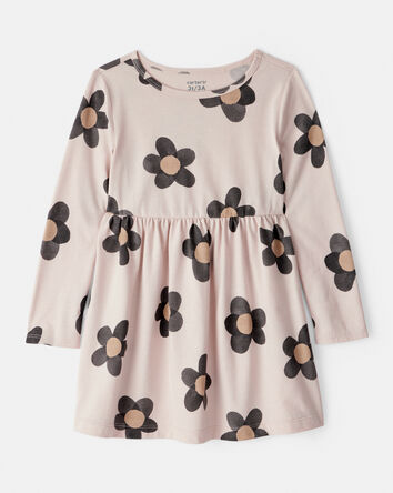Toddler Girl Floral Print Long-Sleeve Dress - Ivory, 