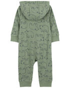 Baby Boy Bear-Print Hooded Long-Sleeve Jumpsuit - Green, image 2 of 4 slides