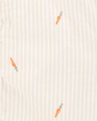 Baby Boy Carrot Print Striped Shortalls - Cream, image 3 of 4 slides