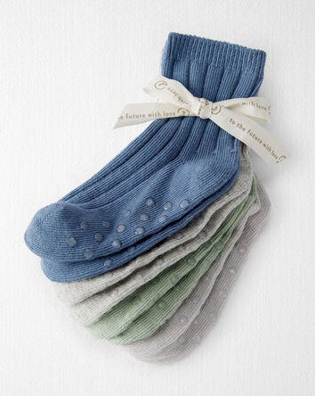 Toddler 4-Pack No-Slip Socks Made with Organic Cotton, 