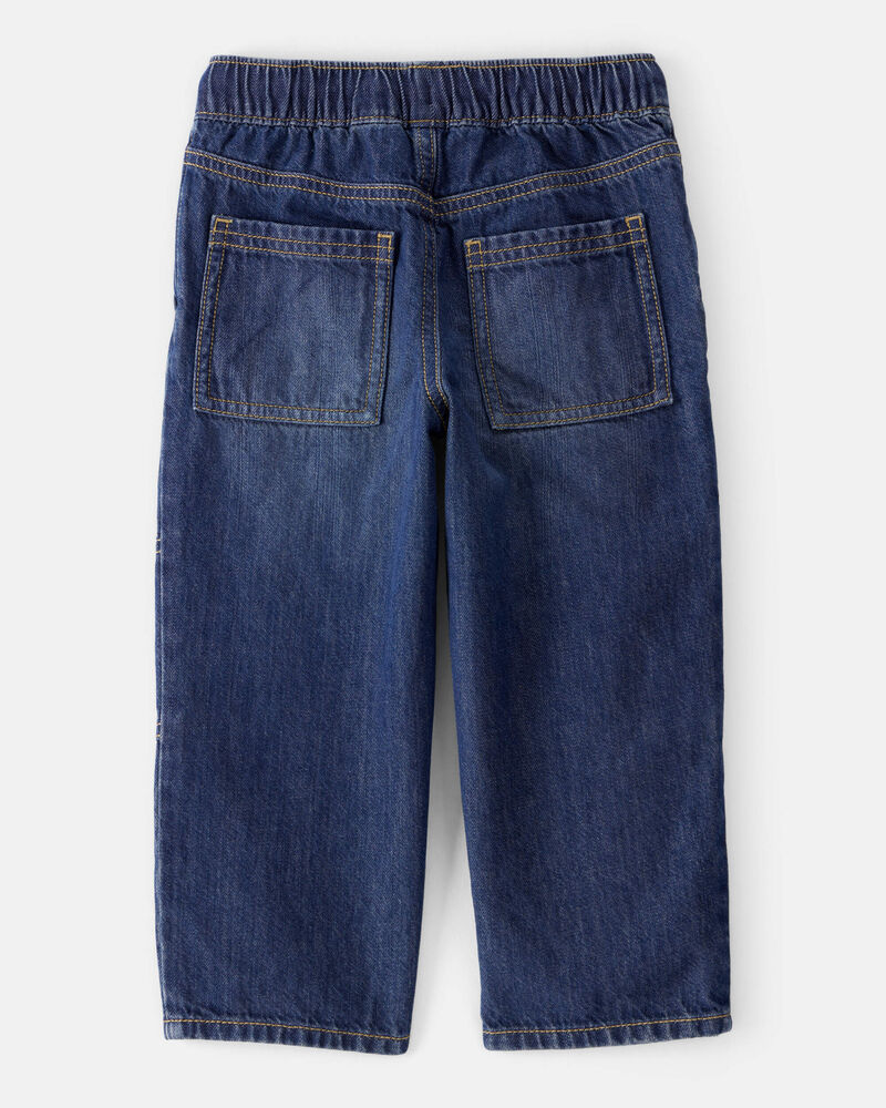 Toddler Boy  Wide-Leg Pull-On Denim Jeans - Dark Wash, image 2 of 4 slides