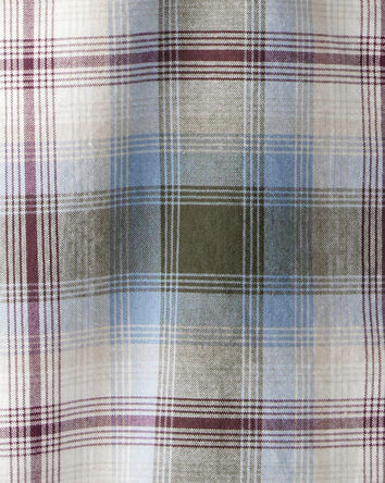 Boys Plaid Cotton Long-Sleeve Button-Down Shirt - Blue, 