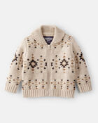 Baby Boy Southwestern Zip-Up Sweater - Ivory, image 1 of 3 slides