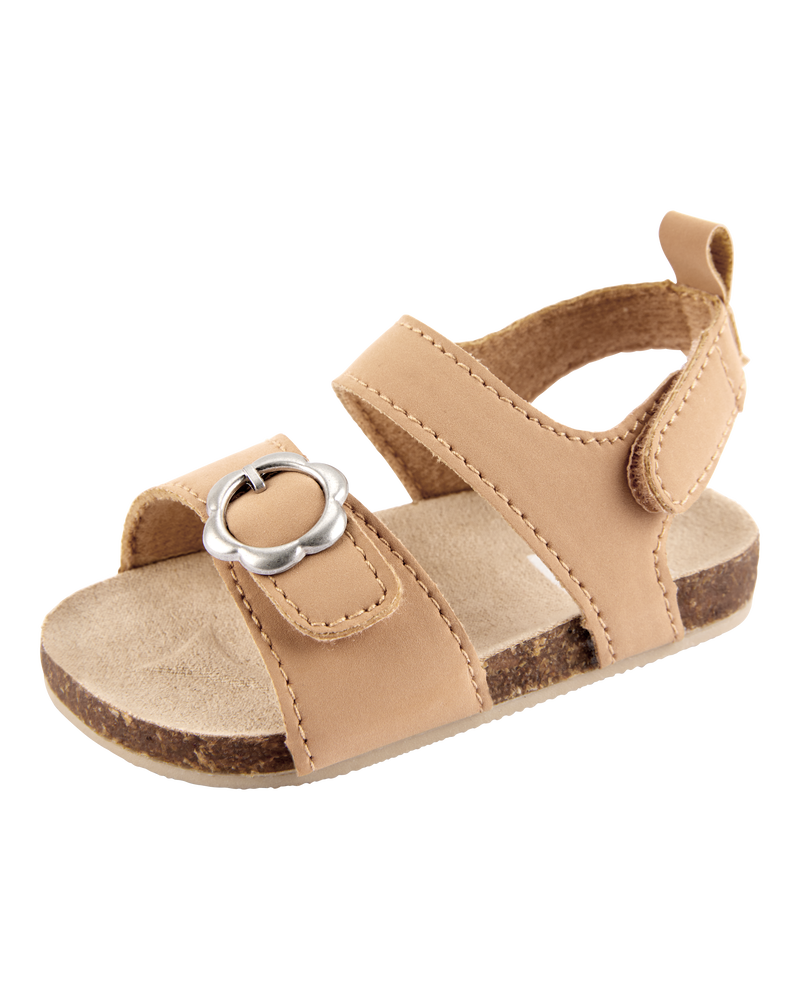 Baby Floral Buckle Faux Cork Sandals - Brown, image 6 of 6 slides