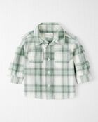 Baby Boy Organic Cotton Herringbone Button-Front Shirt in Plaid, image 1 of 4 slides