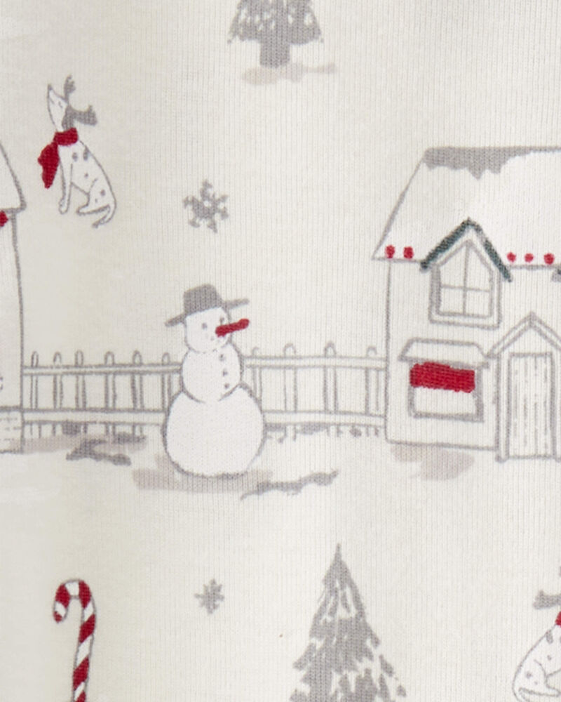 Toddler Organic Cotton Pajamas Set in Winter Village Print
, image 3 of 4 slides
