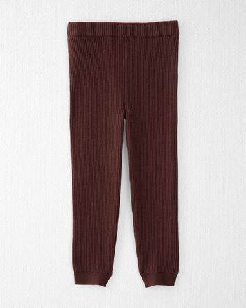 Toddler Organic Cotton Sweater Knit Rib Leggings in Deep Burgundy, 