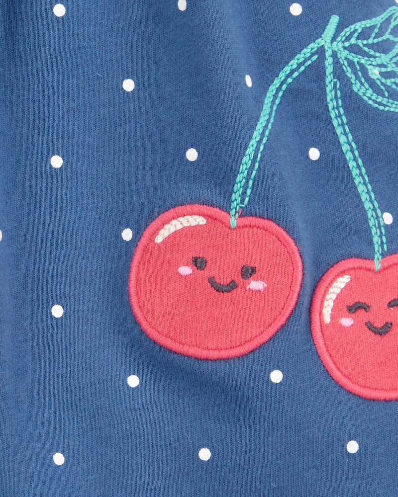 Baby Girl Cherry Bodysuit Dress - Blue, image 2 of 3 slides