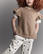 Toddler Girl Ruffle Sweater Vest - Tan, image 4 of 6 slides