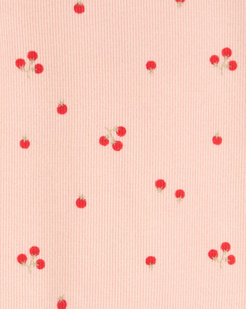 Baby Tomato Print Ribbed Short-Sleeve Bodysuit - Pink, 