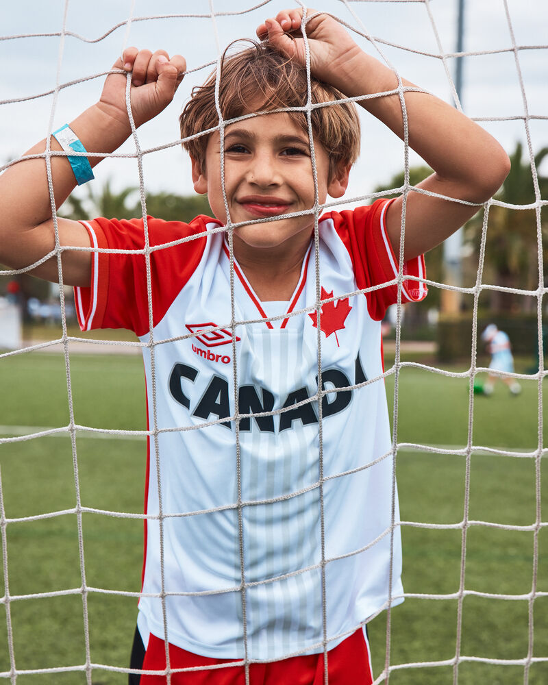 Kids 2-Piece Umbro Canada Soccer Jersey & Short Set - Red/White/Black, image 13 of 14 slides