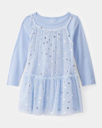 Toddler Girl Snowflake Princess Tulle Dress - Blue, 