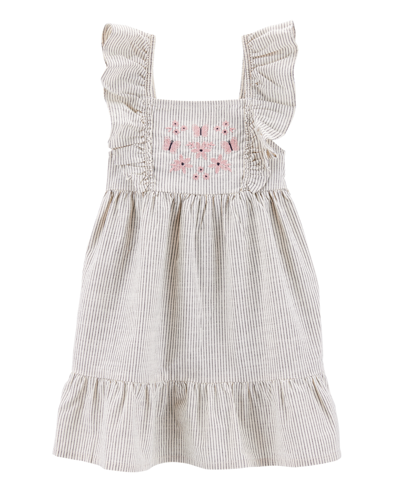 Toddler Girl Striped Flutter-Sleeve Dress - Black, image 1 of 4 slides
