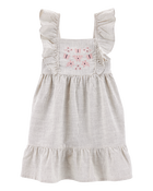 Toddler Girl Striped Flutter-Sleeve Dress - Black, image 1 of 4 slides