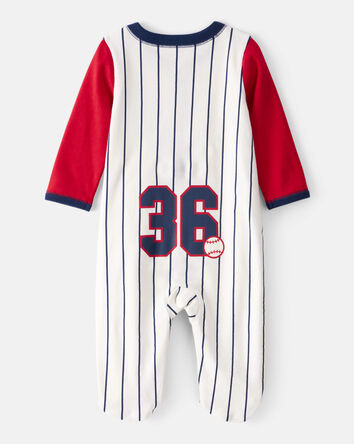 Baby Baseball Snap-Up Cotton Sleep & Play Pajamas, 
