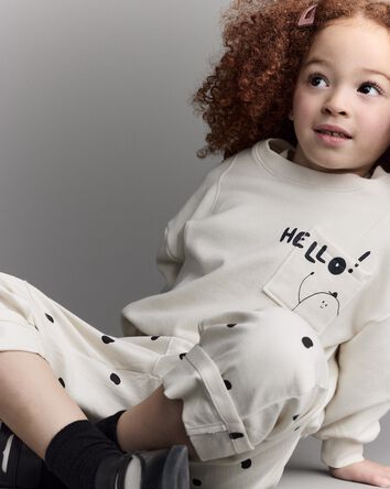 Toddler Hello!' Pullover Sweatshirt - Cream, 