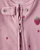 Baby Girl Strawberry Print 100% Cotton Sleep & Play Pajamas - Pink, image 3 of 5 slides