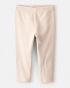Baby Girl Cotton Ribbed Stretch Leggings - Cream, image 1 of 4 slides