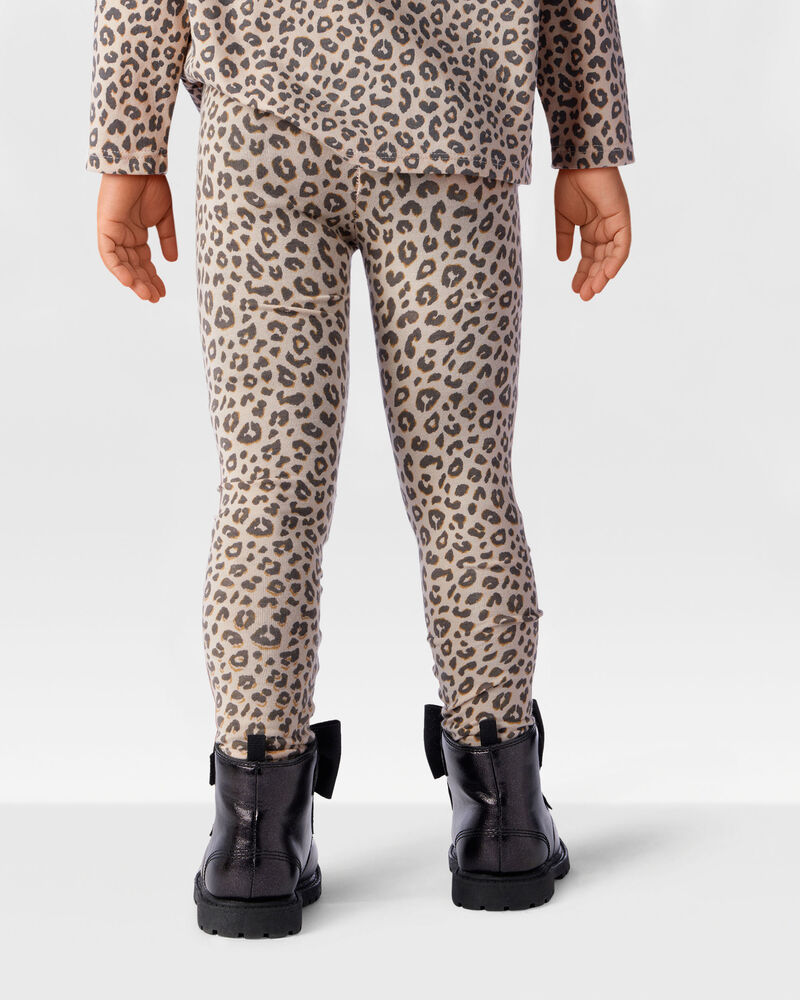 Toddler Girl 2-Piece Leopard Print Top & Stretch Leggings Set - Brown, image 8 of 8 slides