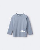 Toddler 'Tiny Shadow' Long-Sleeve Pocket Graphic Tee - Blue, image 2 of 7 slides