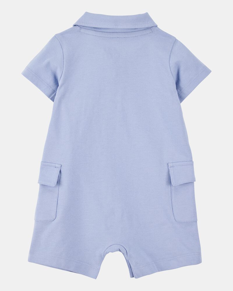 Baby Pickleball Cotton Romper - Blue, image 2 of 5 slides
