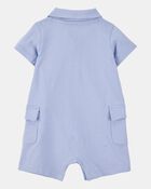 Baby Pickleball Cotton Romper - Blue, image 2 of 5 slides