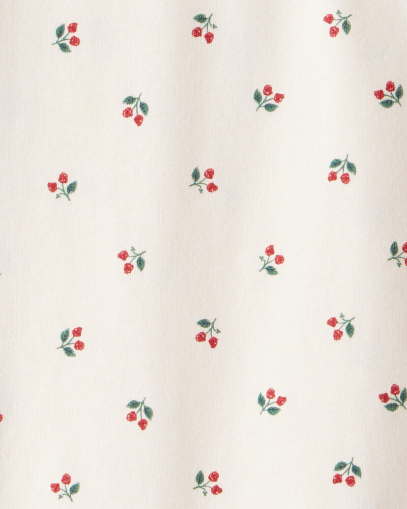 Toddler Girl Holly Berry Print Cotton Long-Sleeve Top - Cream, image 2 of 3 slides