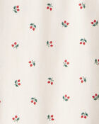 Toddler Girl Holly Berry Print Cotton Long-Sleeve Top - Cream, image 2 of 3 slides