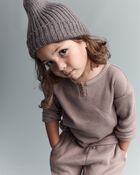 Toddler Long-Sleeve Relaxed Henley Tee - Brown, image 1 of 7 slides