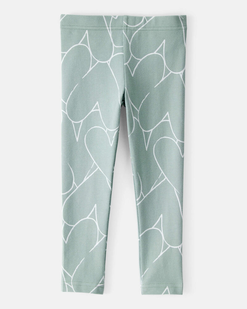 Toddler Girl 2-Piece Heart Print Top & Stretch Leggings Set - Green, image 5 of 8 slides