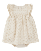Baby Solid Cotton Dress - Cream, image 1 of 3 slides