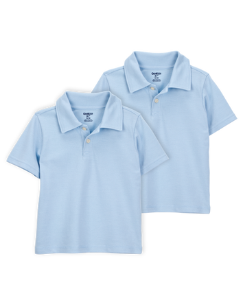 Toddler 2-Pack Pique Uniform Polo Shirts - Blue, 