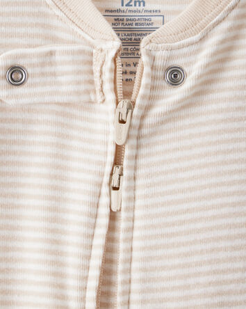 Baby Boy Rhino 100% Cotton Long-Sleeve 2-Way Zip 1-Piece Pajamas - White, 