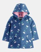 Toddler Girl Color Changing Rain Jacket - Navy, image 2 of 6 slides