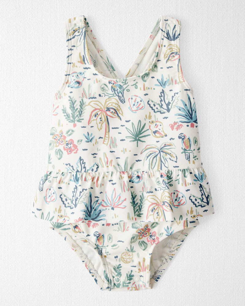 Baby Girl Recycled Tropical-Print Swimsuit, image 1 of 4 slides