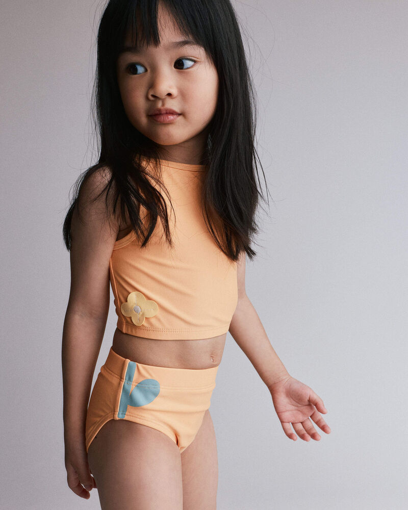 Toddler Girl Floral Tankini Set - Orange, image 4 of 6 slides