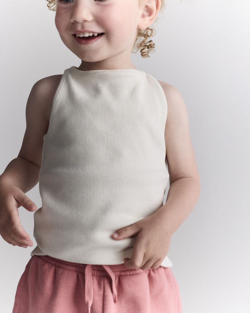 Toddler Girl Ribbed Playtime Tank Top - Cream, image 3 of 6 slides