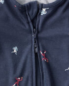 Baby Boy Football Print PurelySoft Long-Sleeve Sleep & Play Pajamas - Blue, image 5 of 8 slides