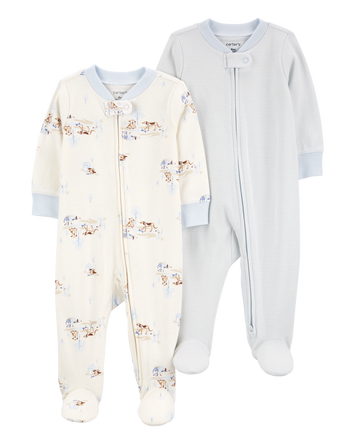 Baby 2-Pack 2-Way Zip Sleep & Play Pajamas, 