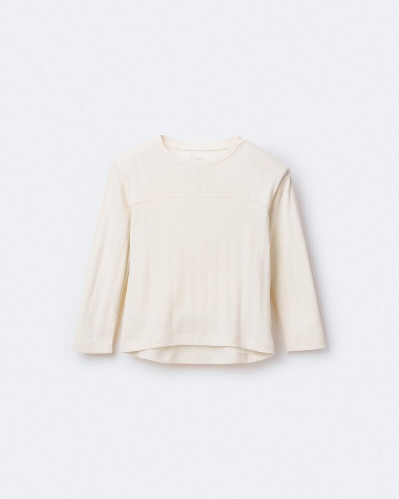 Toddler Girl Pointelle Long-Sleeve Top - Cream, image 2 of 7 slides